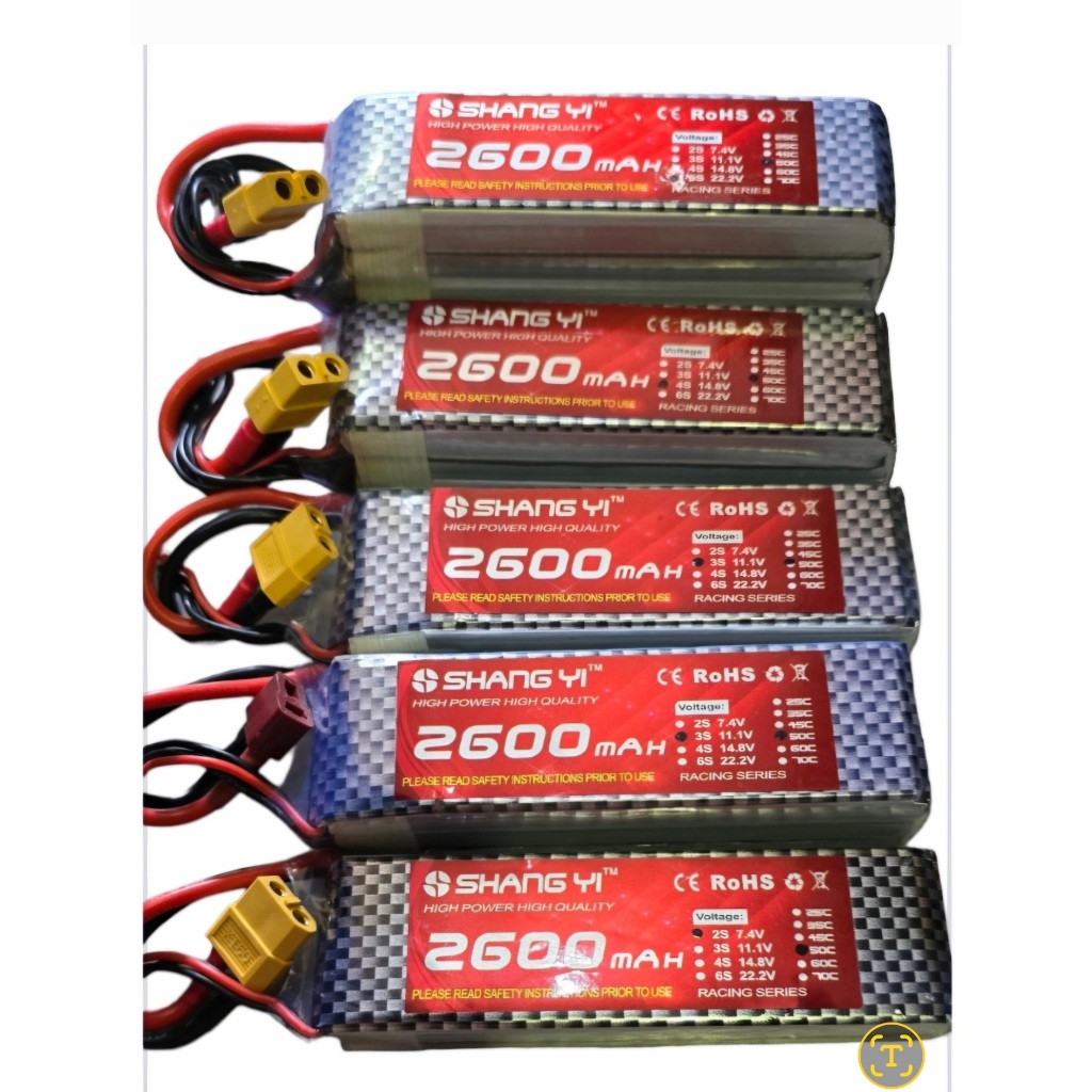 SHANG YI 2600mah 7.4V(2S) 11.1V(3S) /14.8V(4S) / 22.2V(6S) 50C high power แบตลิโพ รถ เรือ เครื่องบิน
