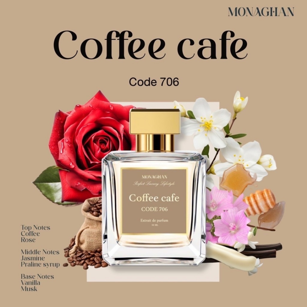 Coffee cafe Code 706 น้ำหอมunisex กลิ่นกาแฟฟิวๆ ขายดีที่สุด Monaghan Perfume โมนาฮันน้ำหอมนิชแบรนด์ไ