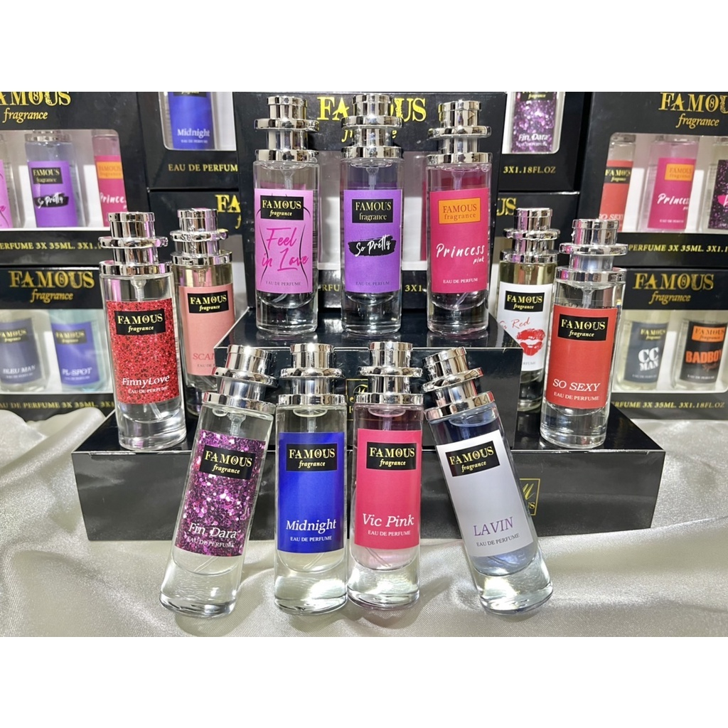 Famous น้ำหอมเฟมัส  กลิ่นขายดีของสาวๆ สุดฮอต  ติดทน  หอมนาน  ของแท้ 100%  สินค้าพร้อมส่งทุกรายการ !!