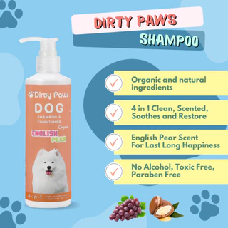 แชมพูสุนัข Organic Dirty Paws กลิ่น English Pear สูตรบำรุงขน และ ป้องกันเห็บหมัด ขนร่วง แบบถาวร