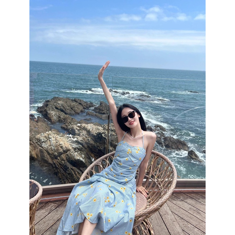 CHAWY POLY floral dress 🍼🌸 C4467 เดรสเกาะอก เดรสยาว