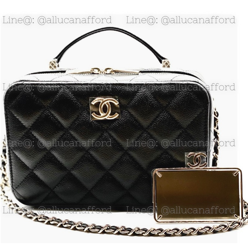 New Chanel Vanity 7.5” With Top Handle Black Caviar GHW (Normal Handle) มีกระจกมินิพกพาแถม 1 อัน