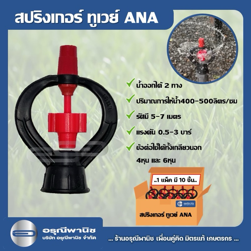 [แพ็กละ 10 ชิ้น] สปริงเกอร์เอน่าทูเวย์ ANA หัวเหวี่ยง ปริมาณน้ำ 500 ลิตร ระบบน้ำ รดน้ำต้นไม้ ตัวจ่ายน้ำ