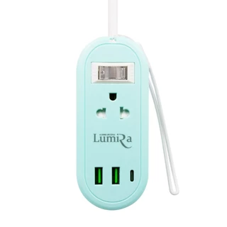 ปลั๊กไฟพกพา Lumira รุ่น LS-024/2U เก็บสายได้ สายยาว1.2 เมตร 2เต้ารับ 2USB 1USB-C มอก. รับประกัน 3 ปี