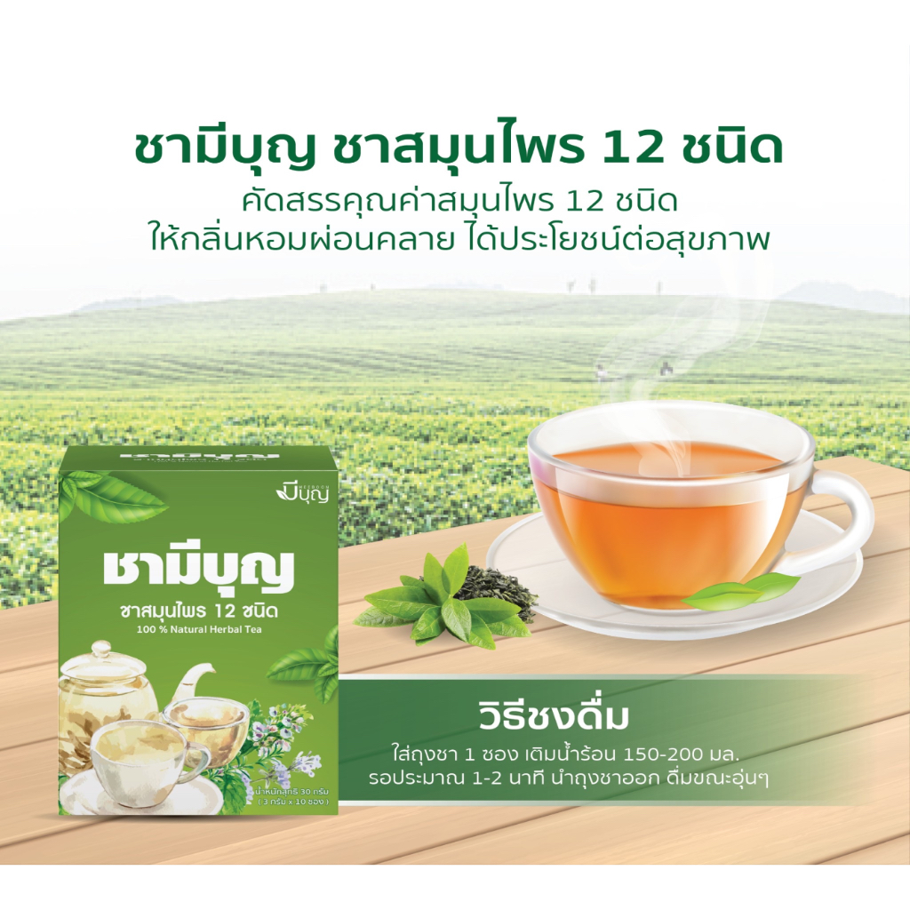 ชาสมุนไพร ลด น้ำตาล นอนไม่หลับ สมุนไพร12 ชนิด ตรามีบุญ สมุนไพรชงดื่ม ชาชง ชา เครื่องดื่มชา ชาซอง ไม่มีน้ำตาล ราคา ถูกที่สุด ดีลบีเคเค แกลเลอรีภาพที่ 4