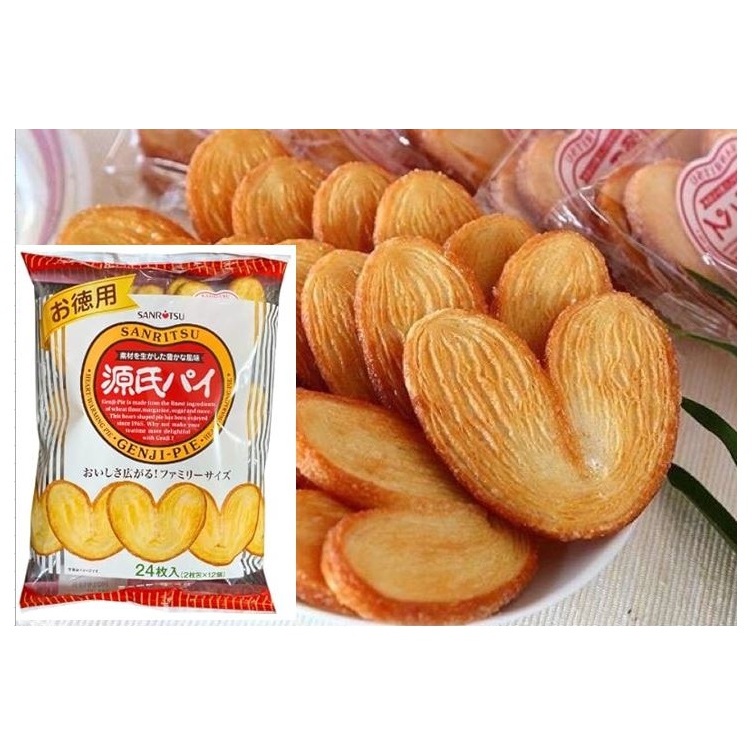 (ถุงใหญ่24ชิ้น) SANRITSU Genji-Pie พายหัวใจ พายกรอบรูปหัวใจ 240g. พายหัวใจญี่ปุ่น