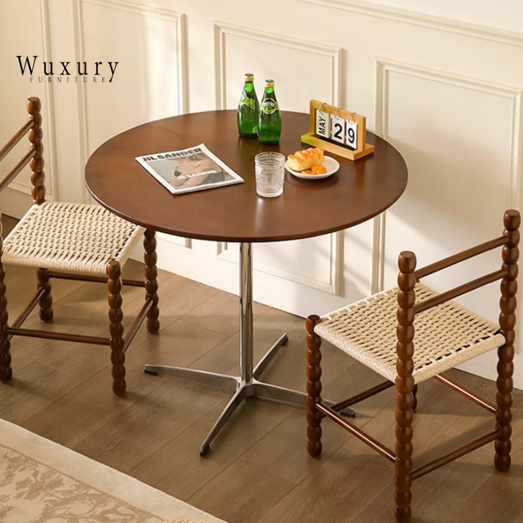 Wuxury Furniture โต๊ะมินิมอล โต๊ะไม้ โต๊ะกลม minimal ขาสแตนเลสแข็งแรง