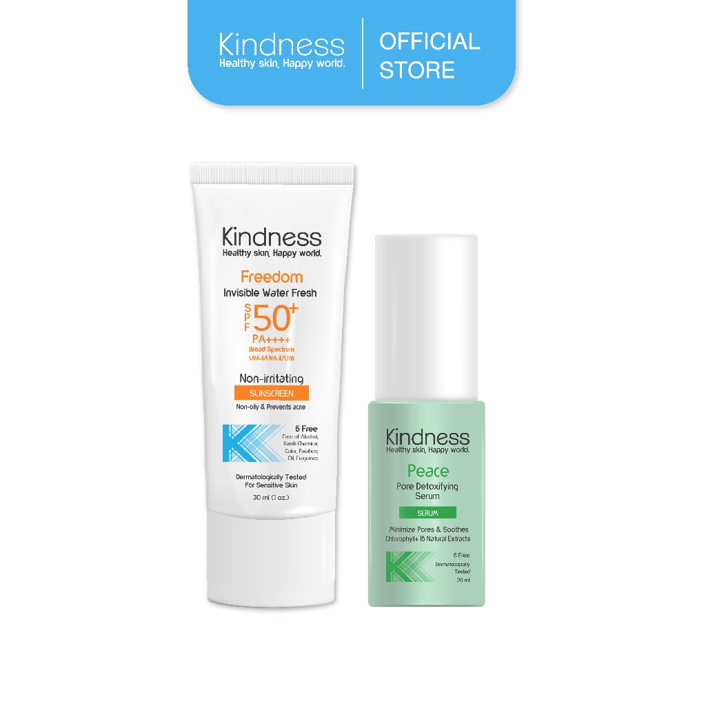 เซ็ตดูโอ้ผิวเนียนใส (กันแดด+เซรั่มพีซ) Kindness Duo Detoxifying Set