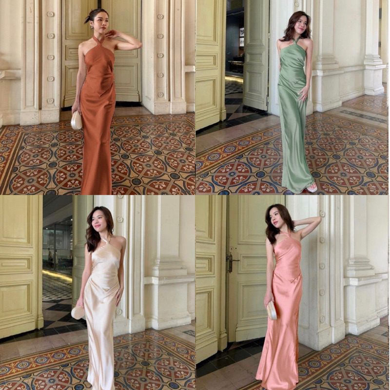 พร้อมส่ง ชุดเซ็ต 2 ชิ้นใส่ออกงานผ้าซาติน