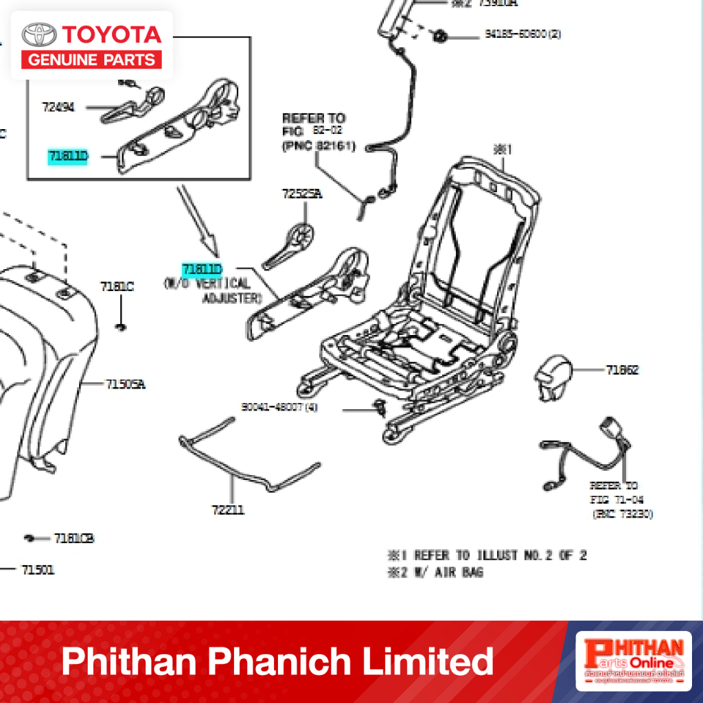 พลาสติกรางเลื่อนเบาะหน้าขวา-ซ้าย โตโยต้า SHIELD FR SEAT CUSHION RH-LH TOYOTA 718##-BZ###-C0 71-01