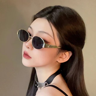 COD-ในไทย💖แว่นตา แว่นตากันแดด กรอบโลหะวงรี สไตล์เกาหลี Unisex ป้องกันรังสียูวี คุณภาพสูง 2024ใหม่-Kri