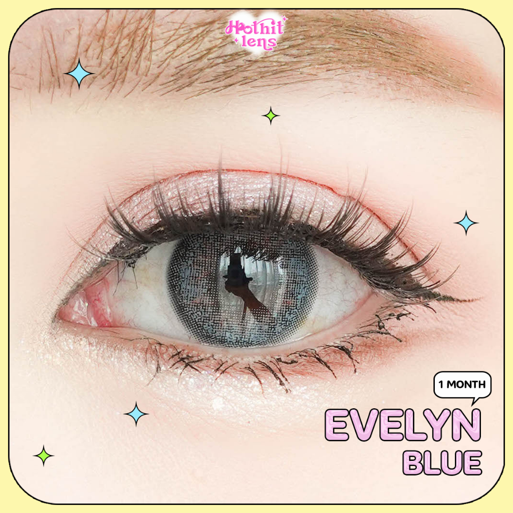 Candylens คอนแทคเลนส์มินิ รุ่น Evelyn สีฟ้า พร้อมส่งค่าสายตาปกติและสายตาสั้น 0.00-7.00