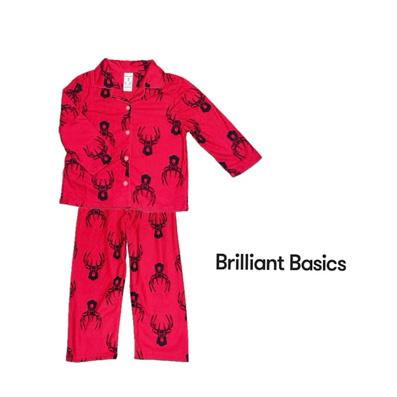 brilliant basics ชุดนอนลายกวางแดงดำผ้านิ่มมาก *3/4/5/6/7y