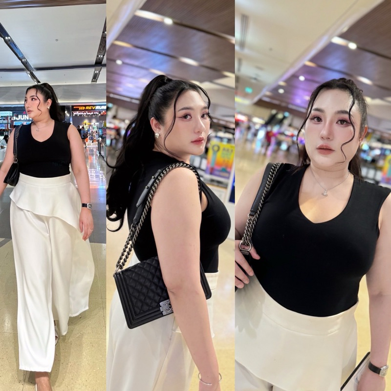 /MF/ เสื้อสาวอวบ แขนกุดเว้า ใส่สวย ฮิตมาก #เสื้อผ้าไซส์ใหญ่ สาว อ้วน พลัสไซส์