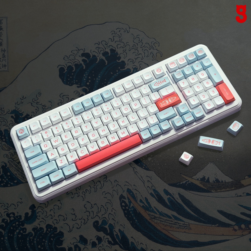 (พร้อมส่งจากไทย) คีย์แคปแซลมอน keycap Salmon Eng  PBT XDA 133 คีย์