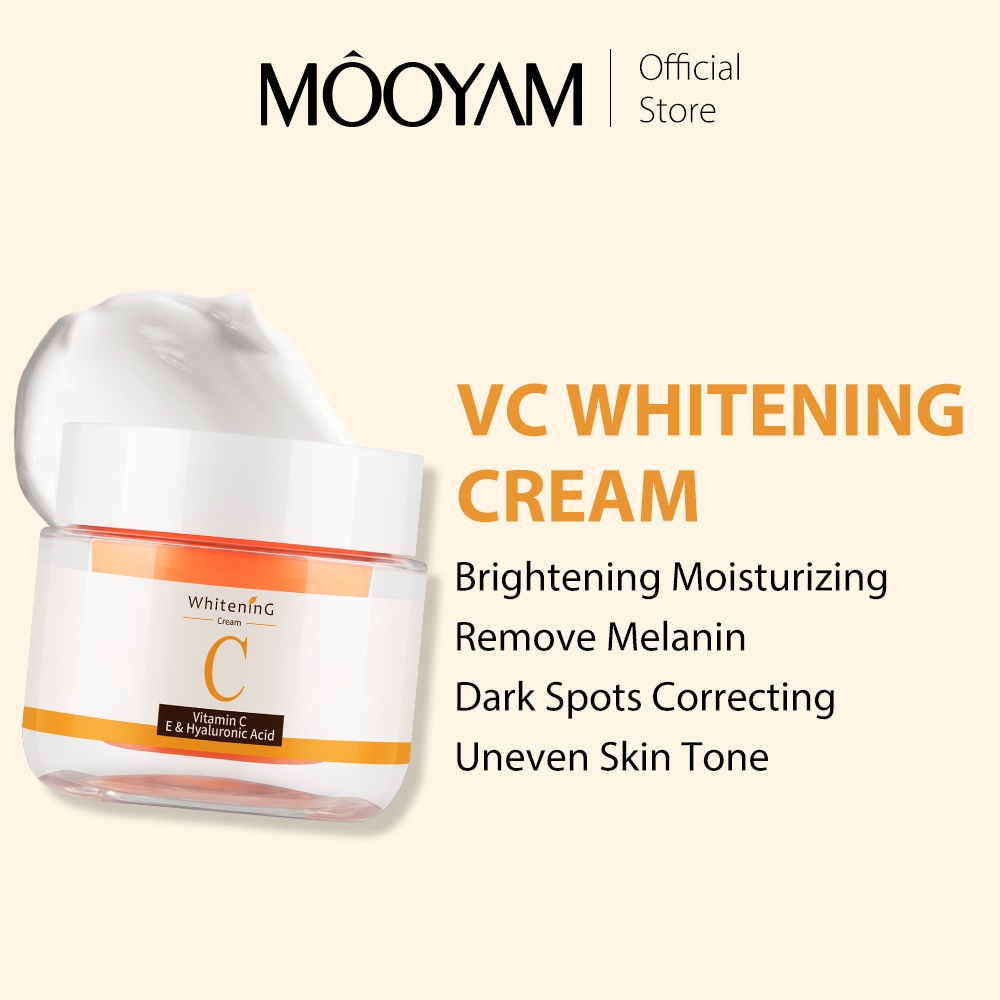MOOYAM Vitamin C Whitening Face Cream ลดสิว ลดริ้วรอย ลดรอยดํา วิตามินซี ไวท์เทนนิ่งครีมทาหน้า 50g