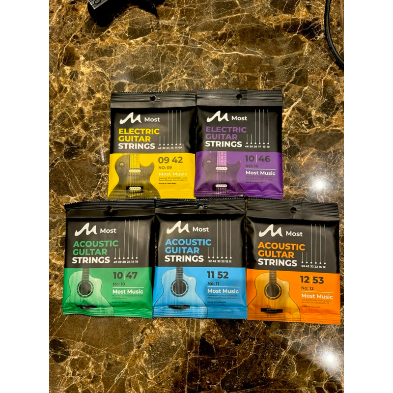สายกีต้าร์โปร่ง-ไฟฟ้า Most ยกชุด6เส้น เสียงดีความยืดหยุ่นสูงไม่ตึงมือ