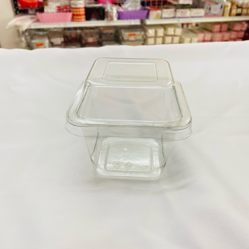 (โรงงานไทย🇹🇭🎉) กล่องเหลี่ยมใส + ฝาFP002🧁🍰 กล่องใส่ชีสพาย ใส่เค้กชิ้น(50ชุด) (ฝาล็อค)