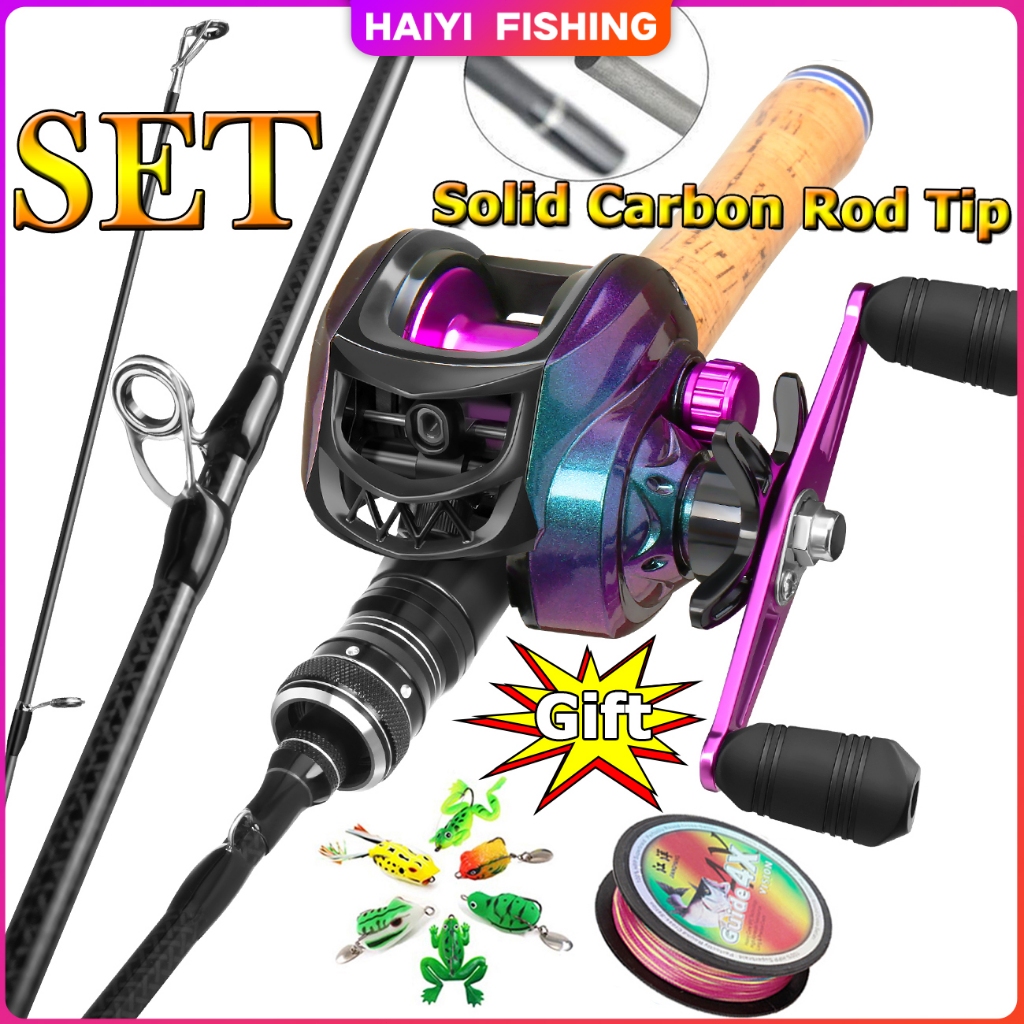HAIYI FISHING เบ็ดตกปลาครบชุด7.2:1/19+1BBรอกหยดน้ำคัน1.68 ม.คันเบ็ดตกปลาคันเบทเบ็ดตกปลารอกเบทคาสติ้งสายเบ็ดพีอีสุ่มเห