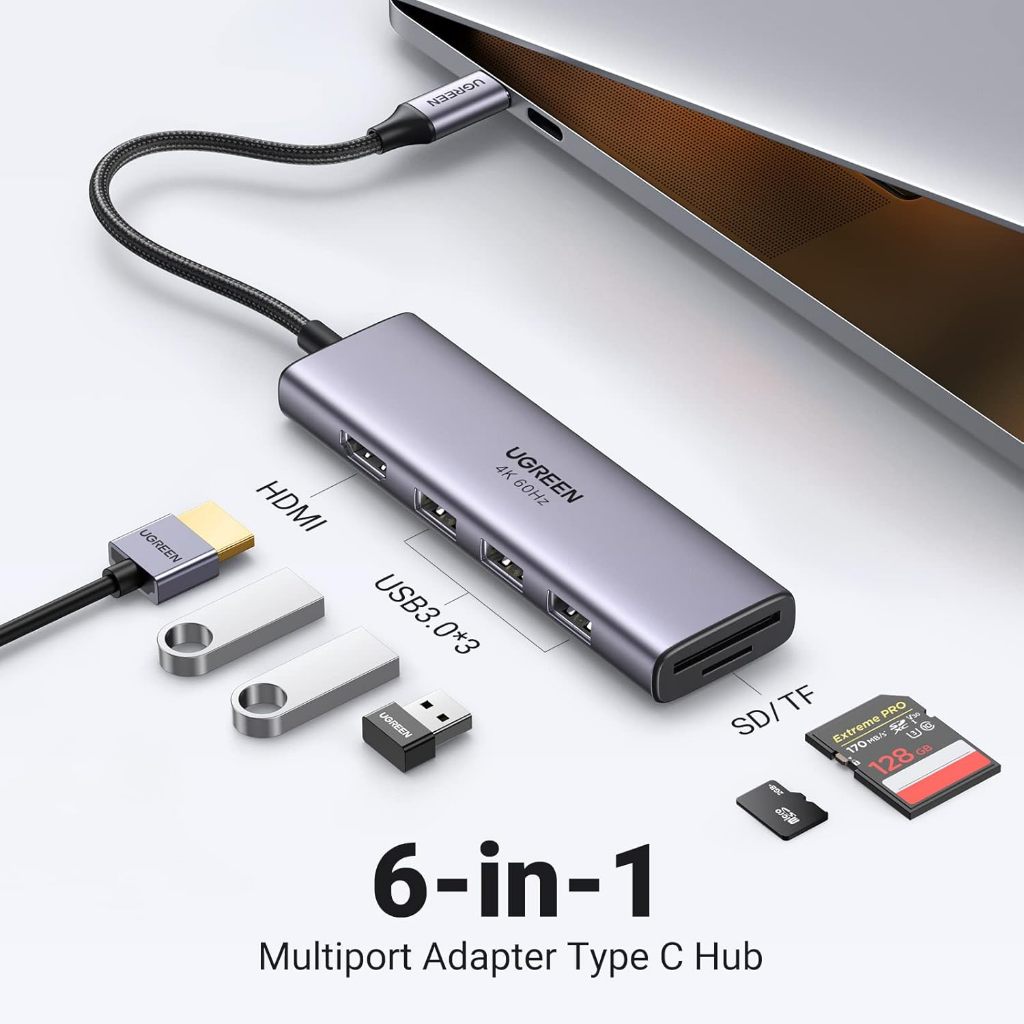 UGREEN USB HUB Type C 5 - 13 in 1 HDMI 4K 60Hz USB3.0 x2 พอร์ต PD100W Gigabit Lan 1000Mbps SD/TF