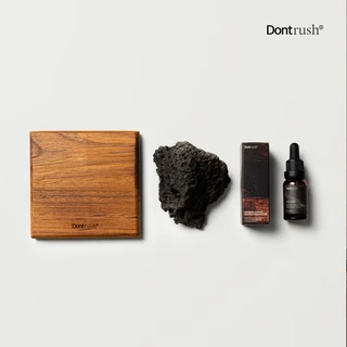 Dontrush หินหอมภูเขาไฟบนถาดไม้สักพร้อมนํ้ามันหอมระเหย - "ELEMENT" LAVA STONE WITH ESSENTIAL OIL