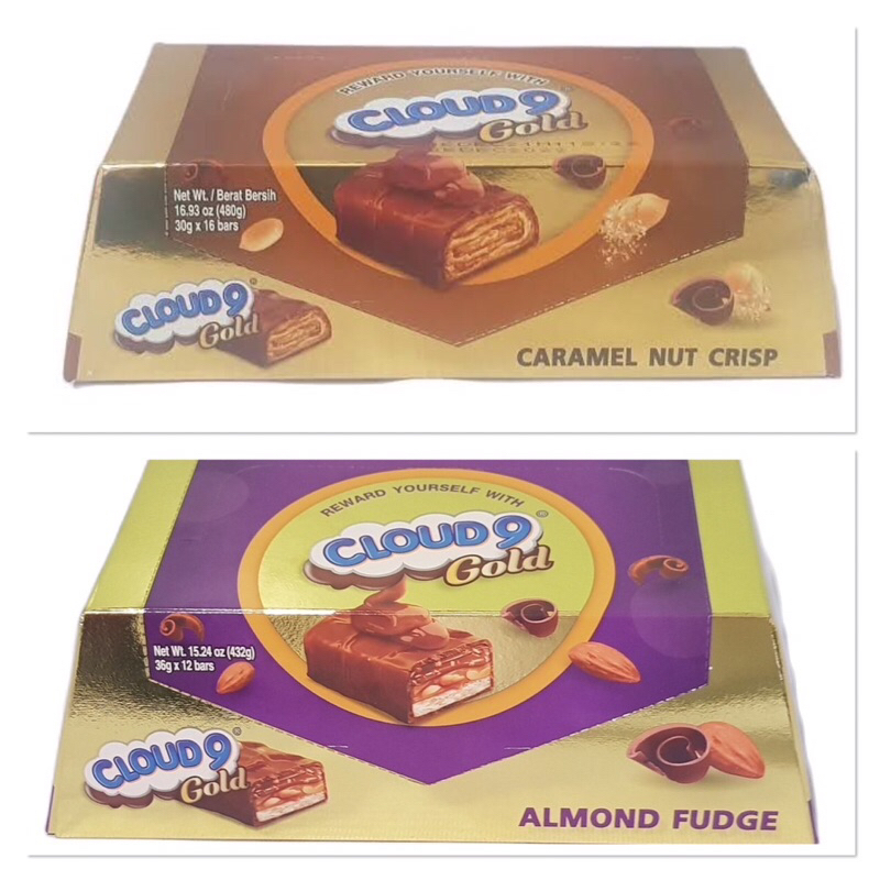 🍫 Cloud 9 Gold Caramel Nut Crisp/Almond Fudge Chocolate Bar