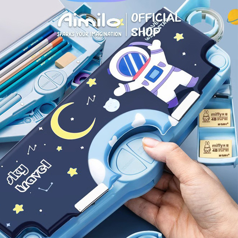 Aimilo กล่องดินสอ กล่องดินสอแม่เหล็ก อุปการณสำนักงานเรียนของขวัญปีใหม่ กล่องใส่เครื่องเขียนเอนกประสงค์