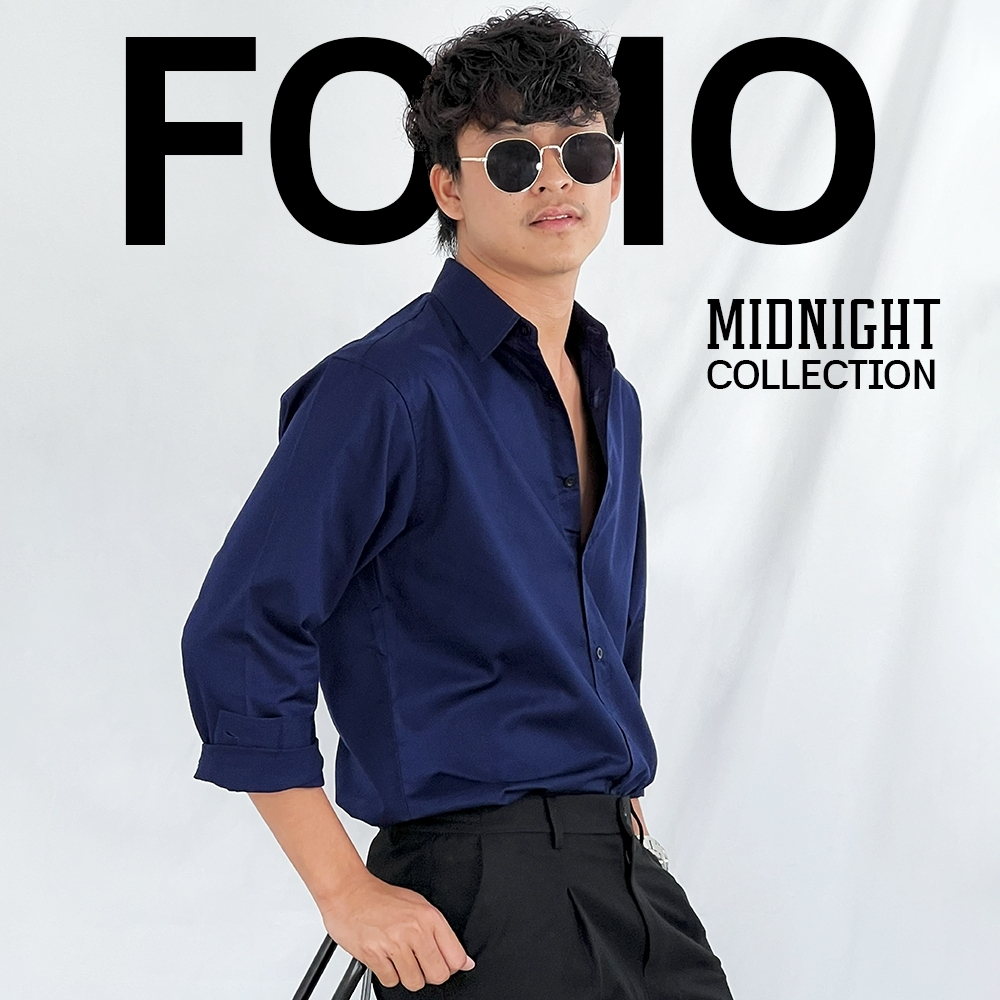 Fomo-เชิ้ตแขนยาว สีกรม เสื้อเชิ้ตสีกรม เชิ้ตสีสุภาพ เสื้อเชิ้ตเรียบๆ