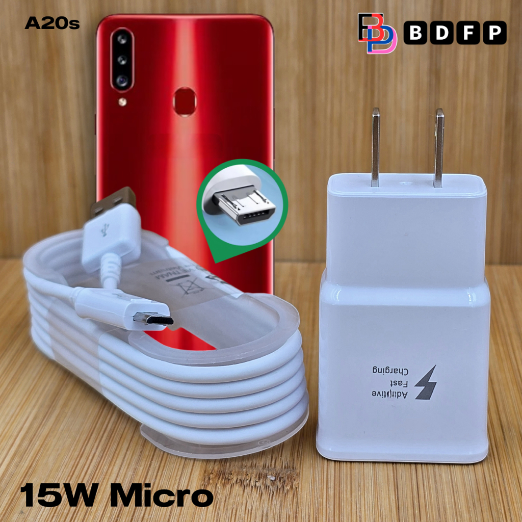 ชุดที่ชาร์จ 15W Micro BDFP เหมาะกับ Samsung ซัมซุง A20s ชาร์จด่วนเร็วไว สายชาร์จ ไมโคร 2A 1.2 m หัวชาร์จ Usb-A US ขาว