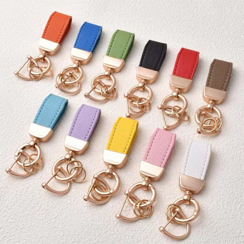KC003 อะไหล่ทอง พวงกุญแจหนัง PU 11 สี ห้อยกุญแจรถ กุญแจบ้าน ห้อยกระเป๋า