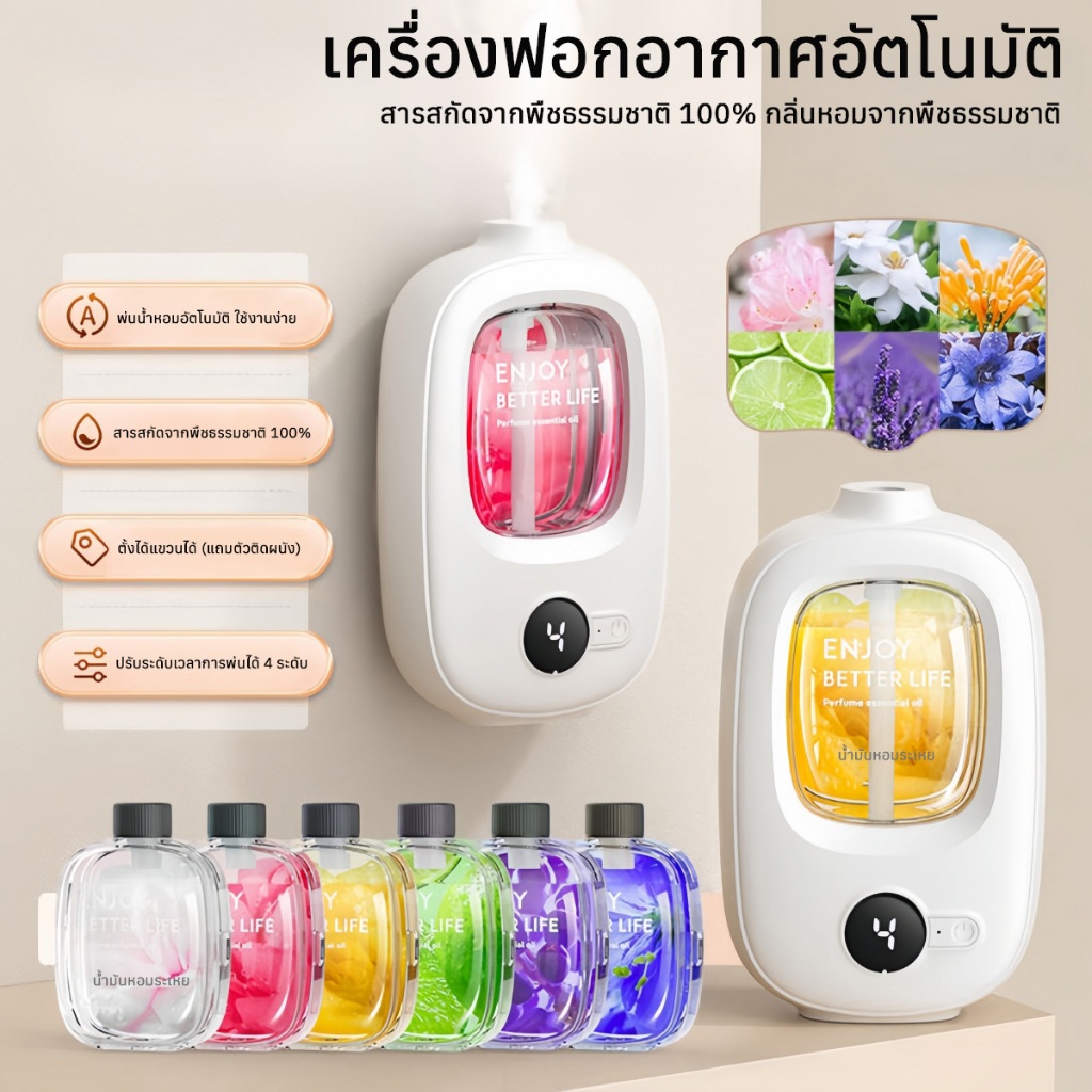 เครื่องฟอกอากาศอัตโนมัติ กระจายน้ํามันหอมระเหย ชาร์จ USB น้ำหอมติดทนนาน เครื่องฟอกอากาศอโรม่า น้ําหอมปรับอากาศในห้อง