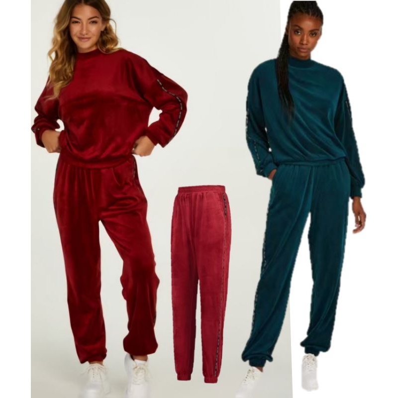 กางเกง Loose fit jogging แบรนด์ Hunkemoller ขากว้าง จั้มปลายขา ผ้ากำมะหยี่