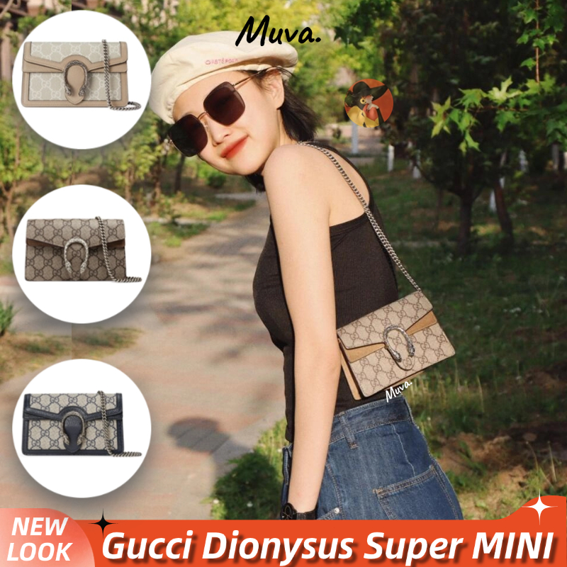 กุชชี่👜Gucci  Dionysus GG Super Mini Bag Women/Shoulder Bag กระเป๋าสะพายข้าง