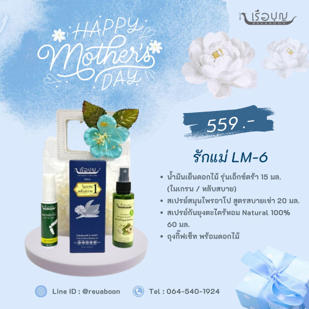 เรือบุญ ของขวัญวันแม่ กระเช้าสุขภาพ Set LM-6 : REUABOON Health Gift Set  LM-6