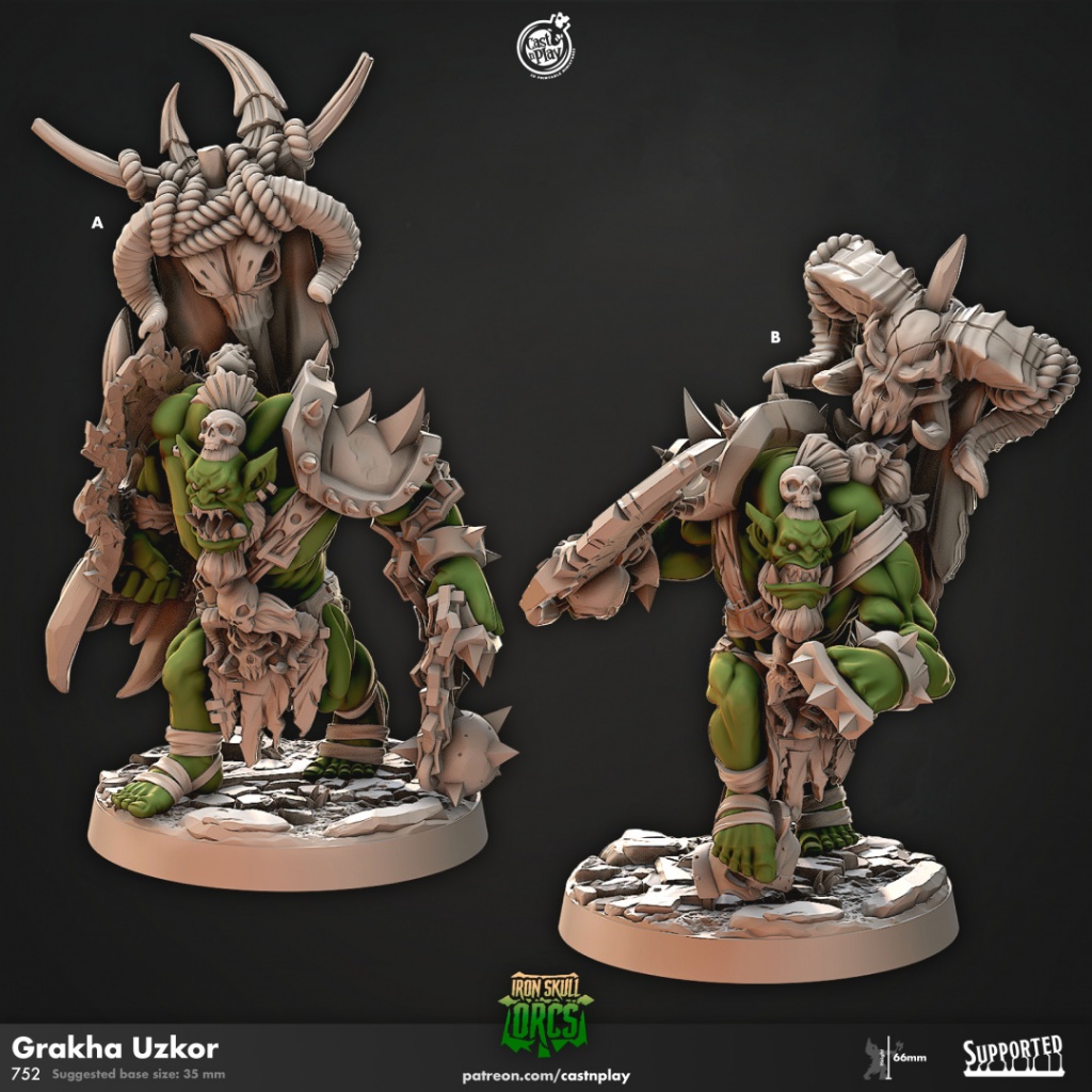 Grakha Uzkor - Iron Skull Orcs - Humanoid Orc / 32mm scale 3D printed miniature CNP