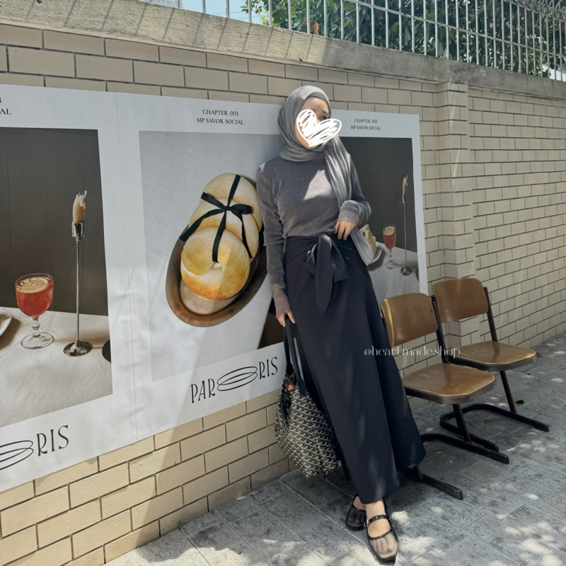 (A14) Heartmade - Caren Wrap Skirt กระโปรงทรงผูกเอวตัวยาว ทรงกึ่งหางปลา - รูปที่ 5