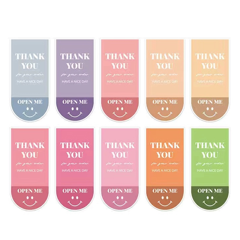 (Y18) ส่งในไทย สติกเกอร์ ลายหน้ายิ้ม Thank You สีขาว แบบน่ารัก 1 แพ็คมี 100 ดวง