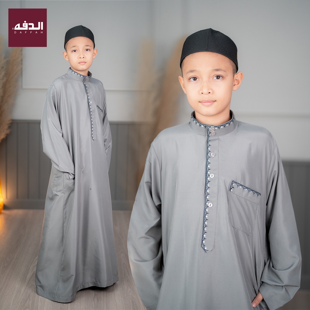 โต๊ปเด็กแขนยาว แบรนนำเข้า ปักลายแบบอาหรับ สีสุภาพ เหมาะกับการทำพิธีทางศาสนาอิสลาม BA38วาริสมุสลิม