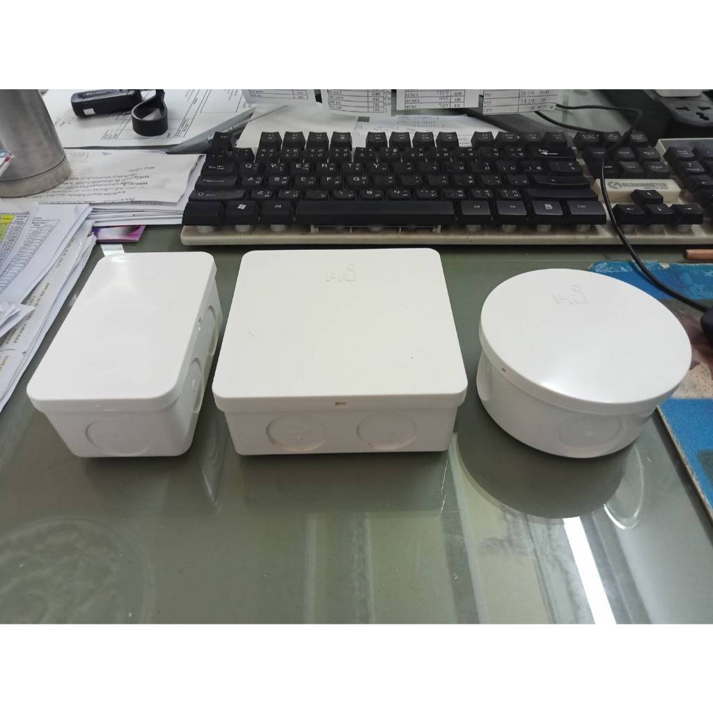 PRI กล่องพักสาย สีขาว เหลี่ยม 2x4 4x4 / กลม