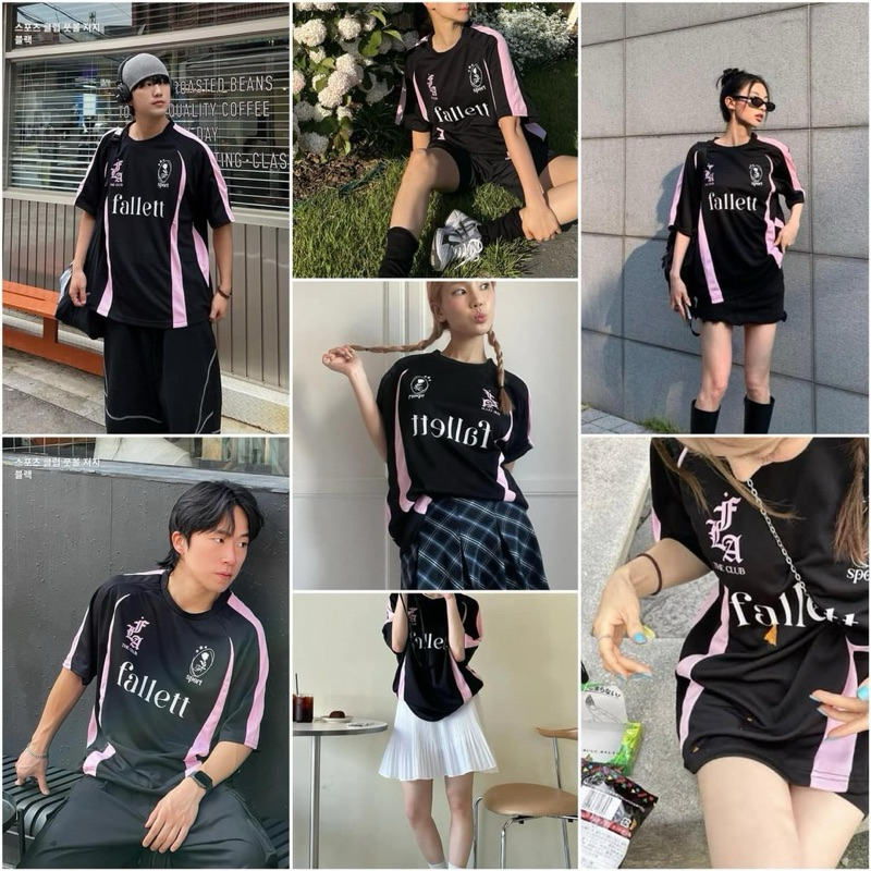พร้อมส่ง แท้💯 Fallett sport club football jersey Black pink
