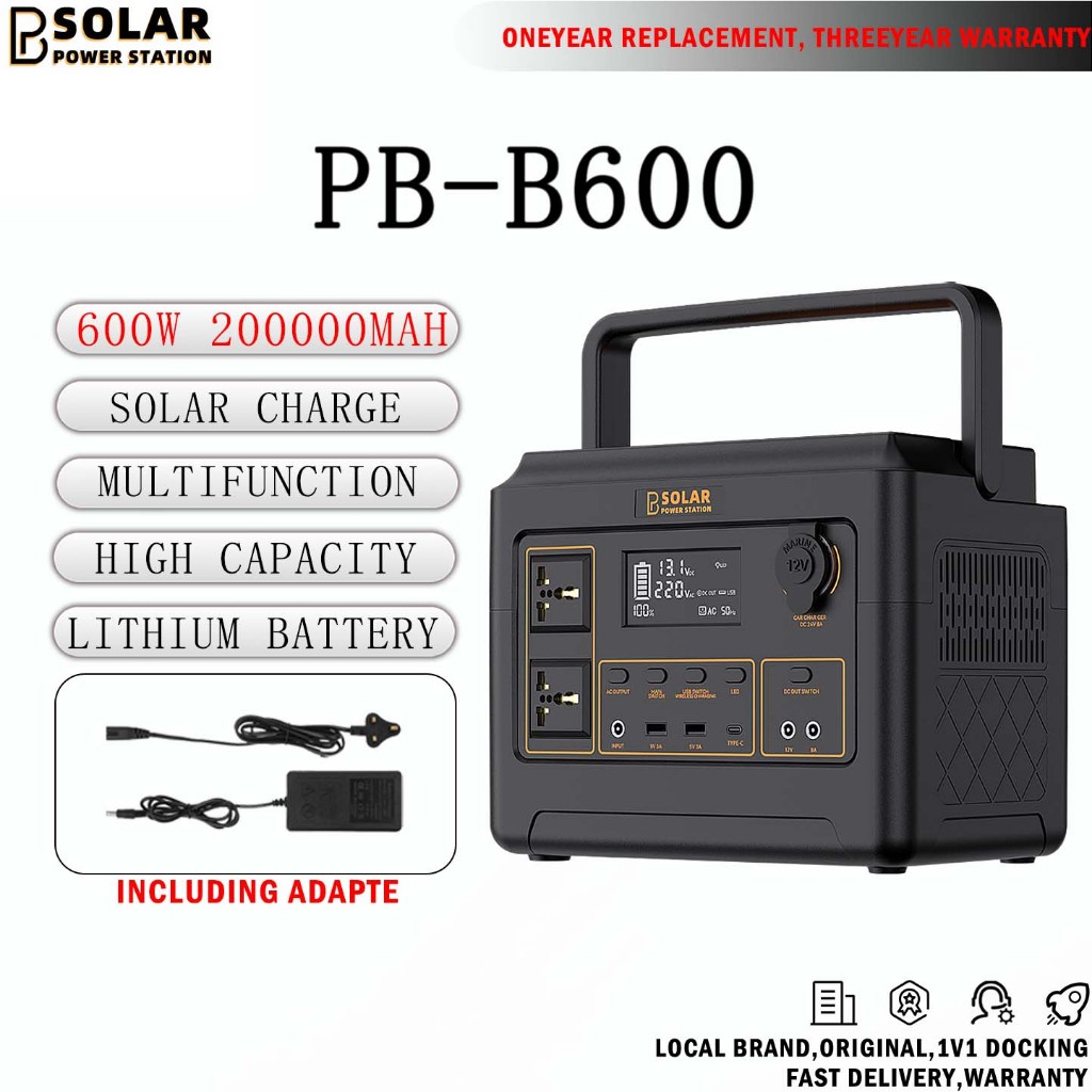 PB Power Station 200000mAh 600W 600WH lithium battery Portable Powerbank Solar Generator Multi-function Solar Panel