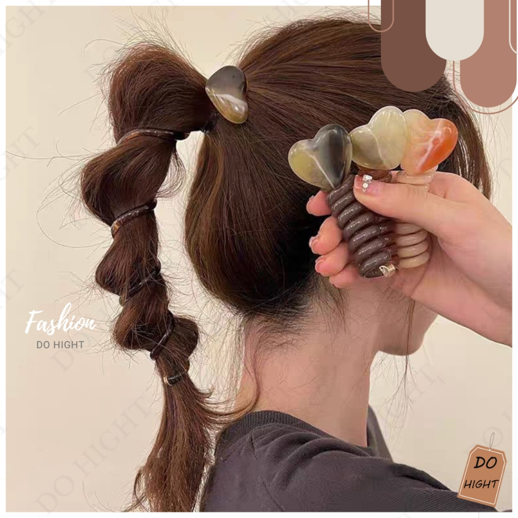 พร้อมส่ง⚡ มีเก็บเงินปลายทาง💸 ยางรัดผมแบบเกลียว สไตล์เกาหลีมี 4 สีให้เลือก  (ราคาต่อ 1 เส้น) : Do hight - รูปที่ 3