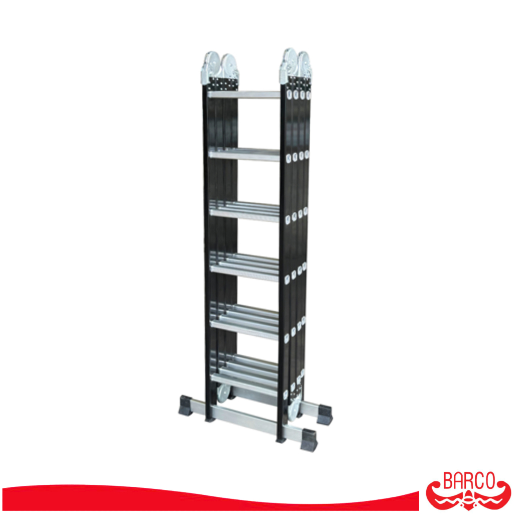 BARCO บันไดอเนกประสงค์อลูมิเนียม (สีดำ) รุ่น M5 4x6 24 ขั้น 6.8 เมตร ข้อต่อและยางกันลื่นหนาพิเศษ