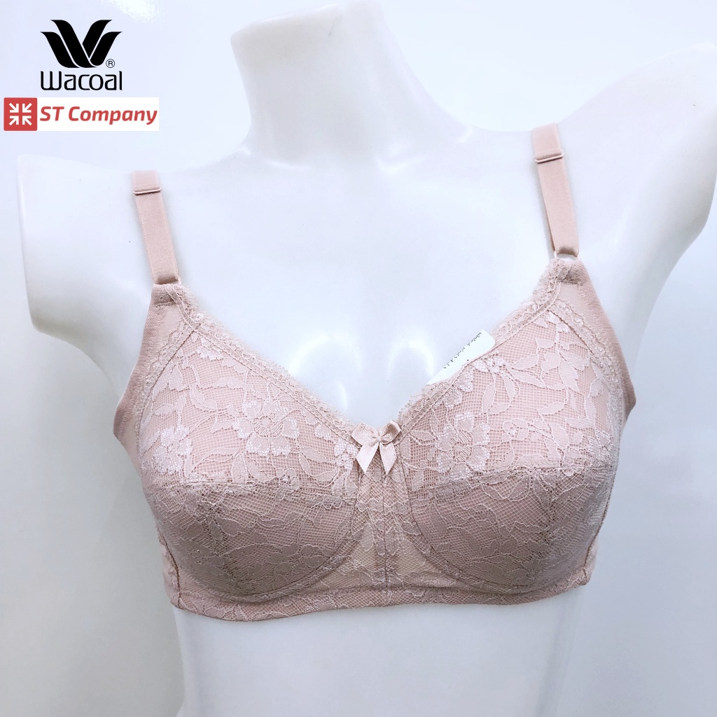 ชุดชั้นใน Wacoal Basic Bra สีเบจ (BE) รุ่น WB9M39 ไม่มีโครง Wireless Bra แต่งลูกไม้ เสริมฟองน้ำบาง เ