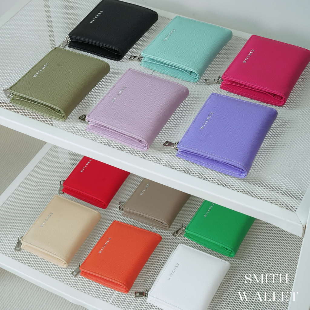 พร้อมส่ง12สีWITCHEZ SMITH WALLETกระเป๋าสตางค์ใบสั้นบางเฉียบหนังกันรอย Unisexใส่ธนบัตรได้ไม่ต้องพับ