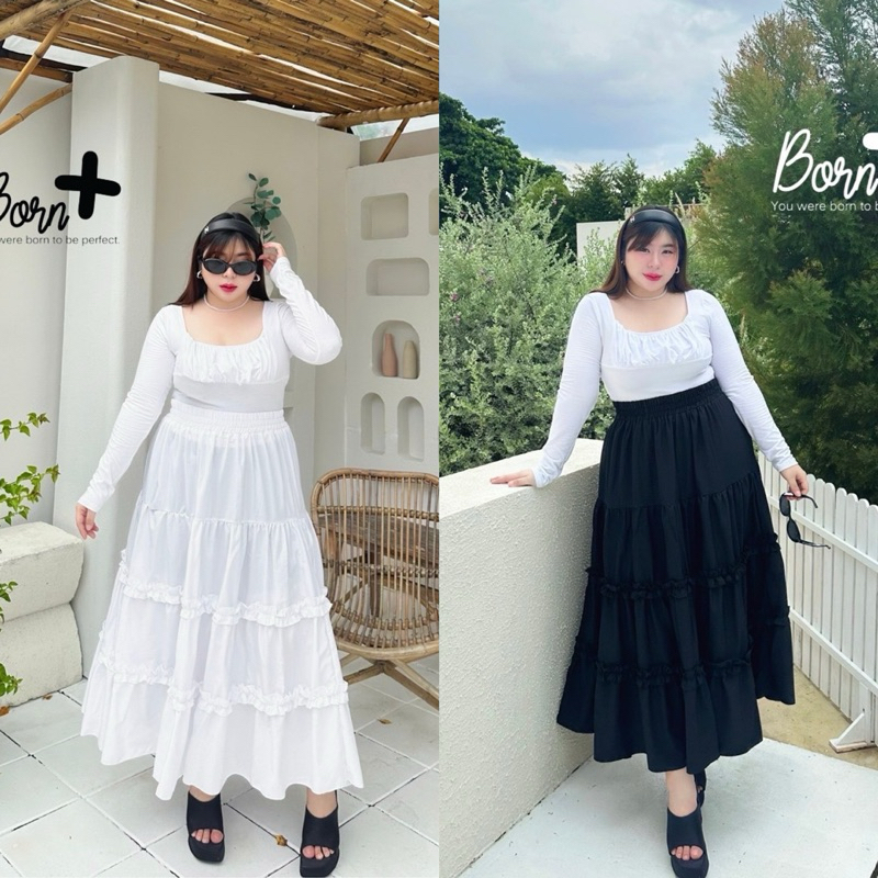 ✅เข้าเพิ่ม พร้อมส่งค่า/BP/ กระโปรงสาวอวบ ไซส์เอว38-62 จับจีบย่น3ชั้น พรางหุ่น #กระโปรงไซส์ใหญ่ สาว อ้วน พลัสไซส์
