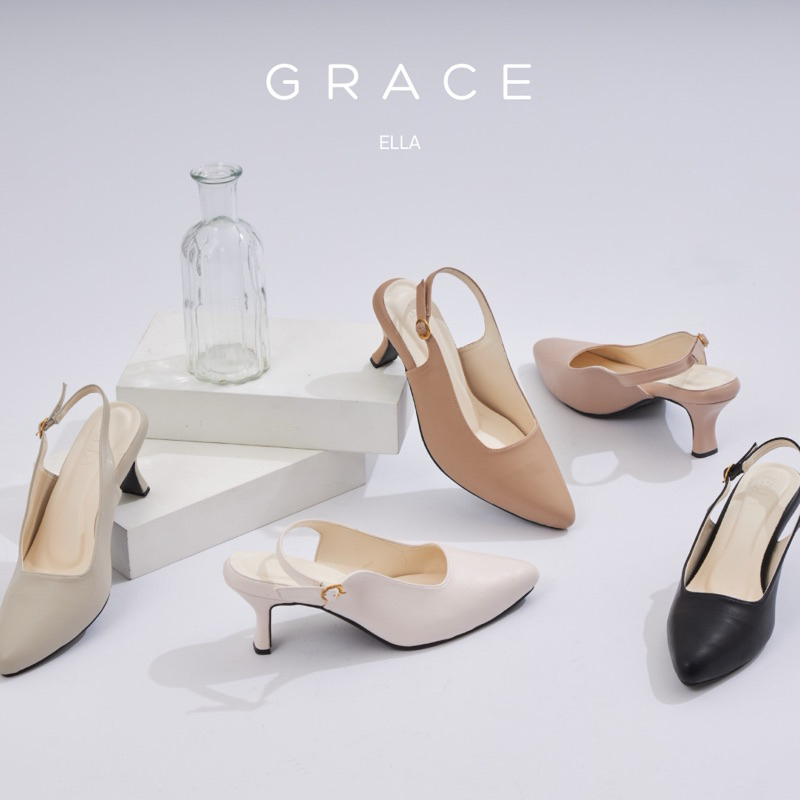 Grace รองเท้าส้นสูงหนังนุ่มใส่สบาย รองเท้าหลักร้อยคุณภาพหลักพัน