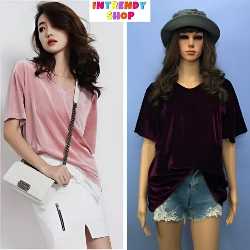 พร้อมส่ง.เสื้อยืดกํามะหยี่สาวอวบ เสื้อยืดกํามะหยี่ไซส์ใหญ่ XL.  2XL. 3XL