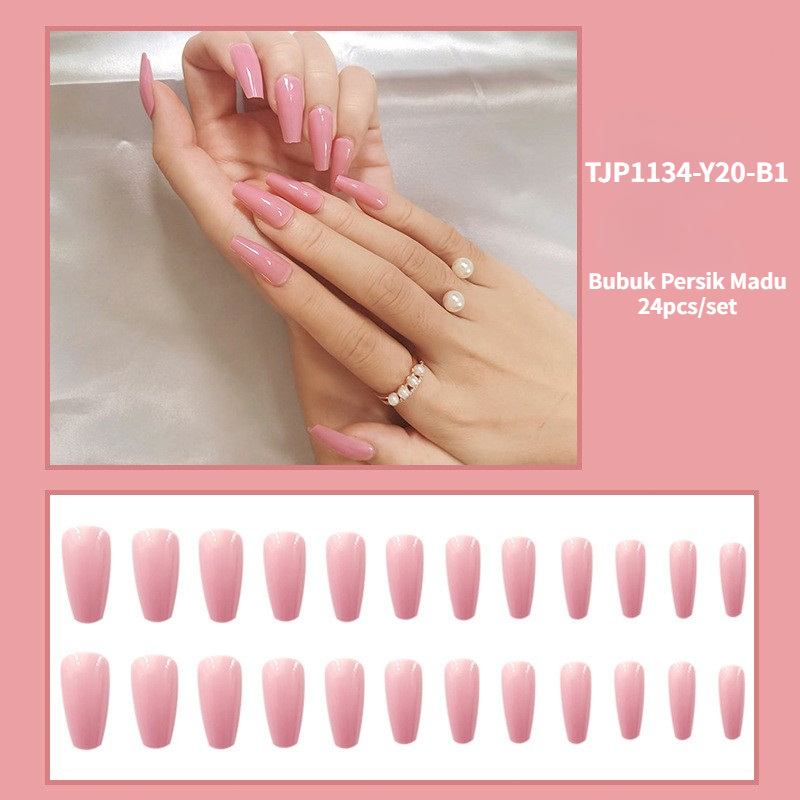 【Lemon】24 ชิ้น เล็บปลอม แบบใส กันน้ํา ใช้ซ้ําได้ (ไม่มีสติกเกอร์ ไม่มีกาว)-LN