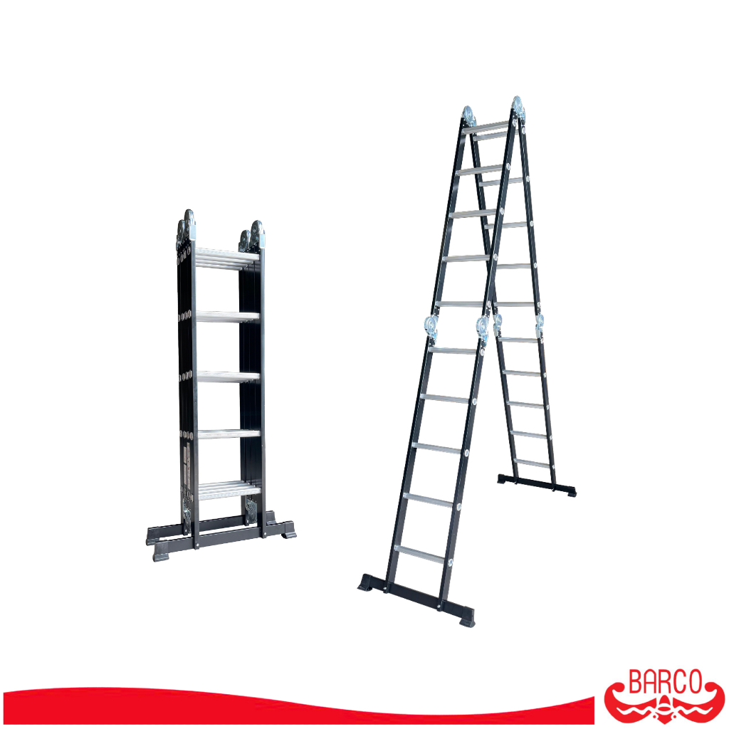 BARCO บันไดอเนกประสงค์ (เหล็กกล้าสีดำ) รุ่น M4 4x5 20 ขั้น 5.6 เมตร รับได้ 150 กิโลกรัม